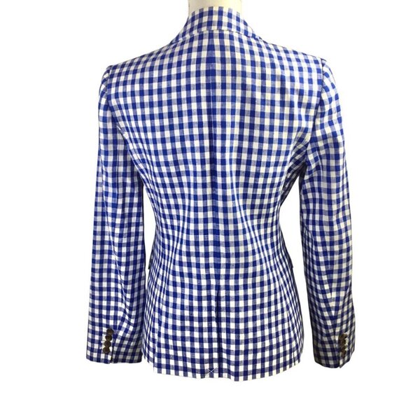 J. Crew NWT Campbell 100% Linen Blazer Jacket Blue White Gingham Size 4 - Picture 5 of 9